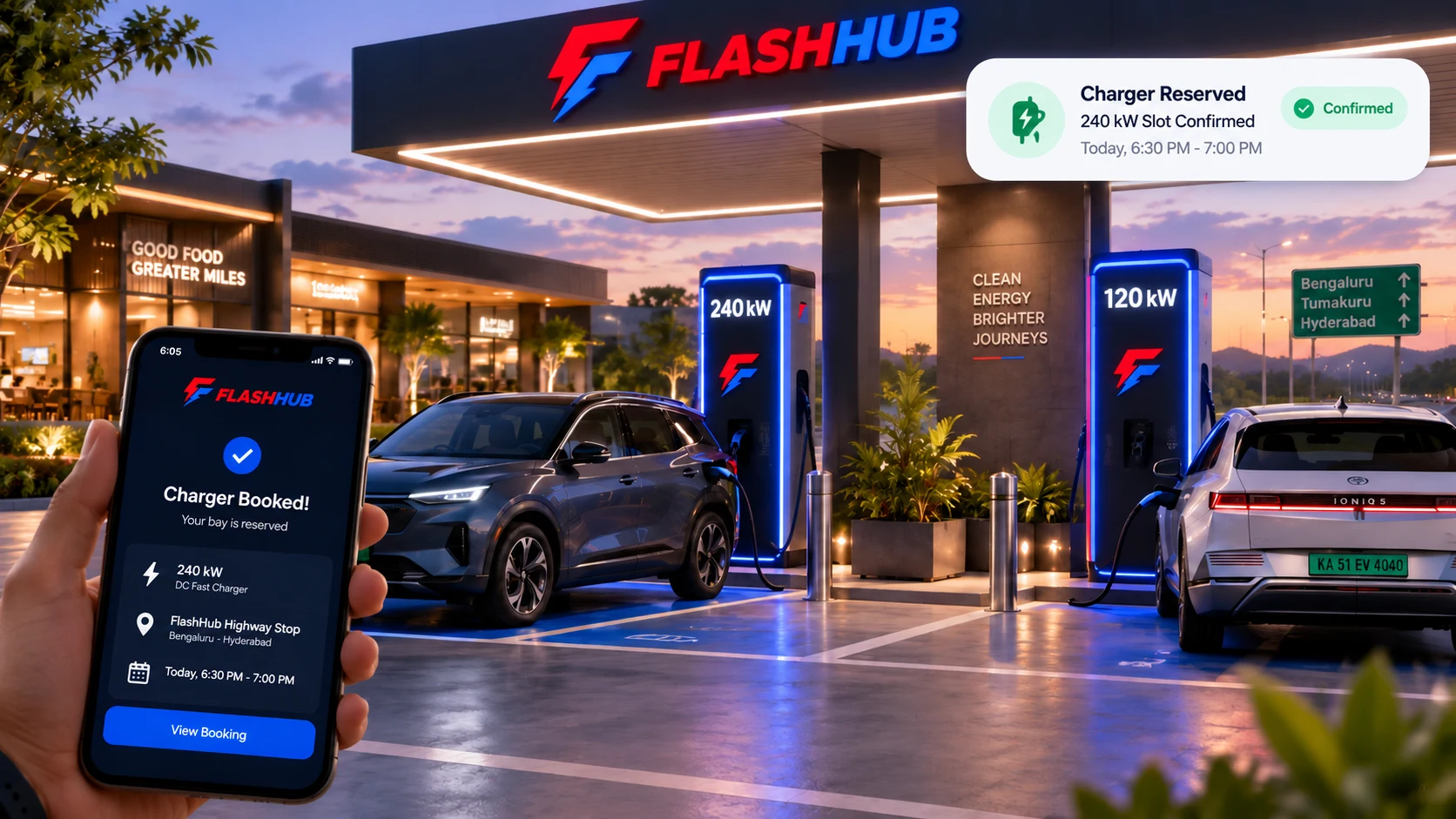 FlashHub charger booking preview